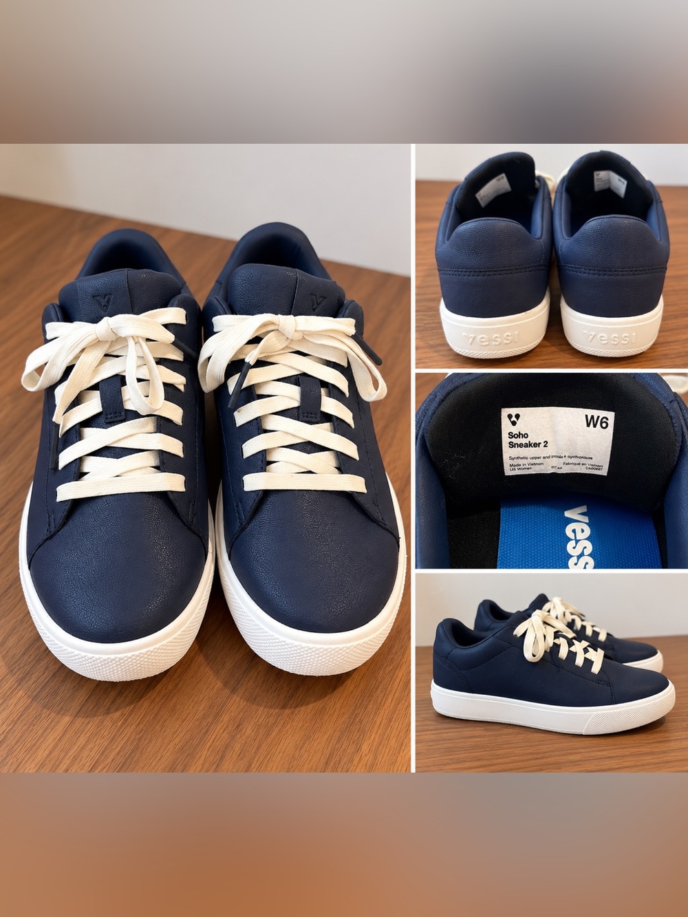 Vessi Soho Sneaker 2 — Navy with Cream Laces